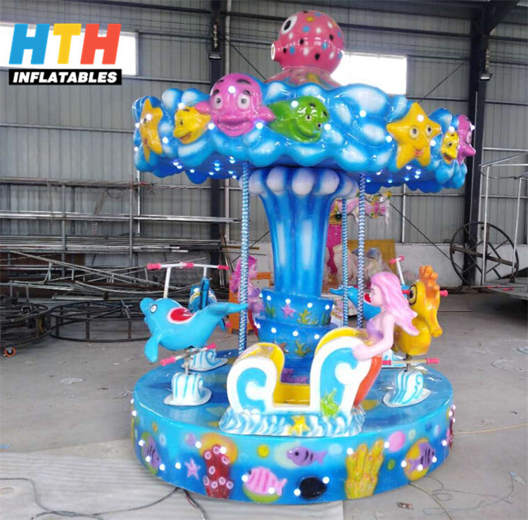 Hot sale shopping mall funny ocean kids rides 6 seats mini carousel for sale