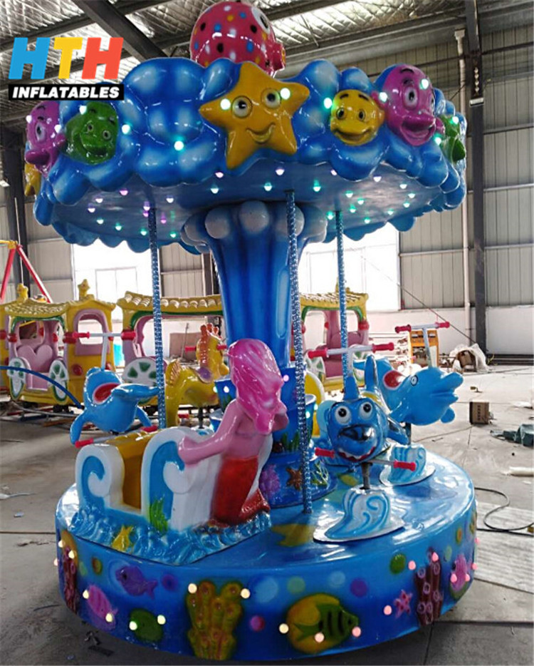 Hot sale shopping mall funny ocean kids rides 6 seats mini carousel for sale