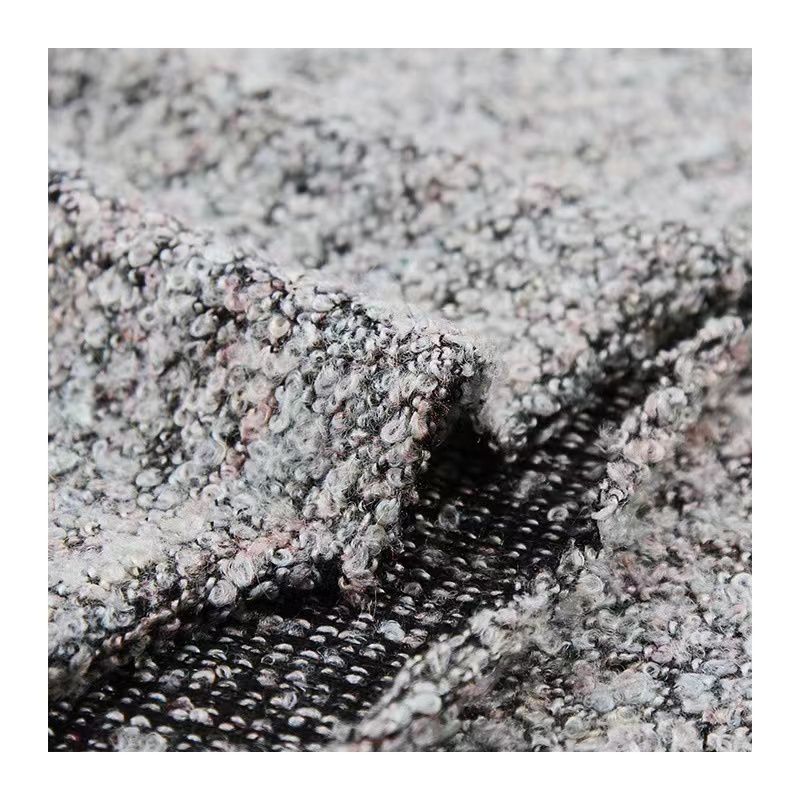 New style winter heavy cashmere melange loop yarn acrylic/poly/nylon  hacci tweed knitted fabric for sweater