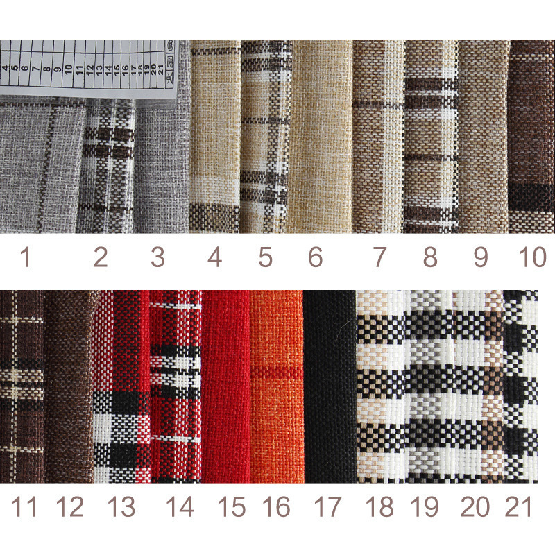 Ready goods polyester linen hemp yarn dyed check fabric for upholstery sofa