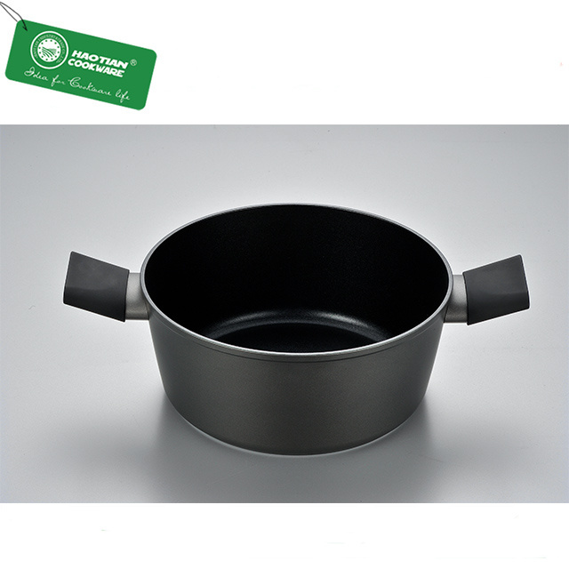 Non stick stock pot with silicone lid forged aluminum induction bottom non stick stock pot