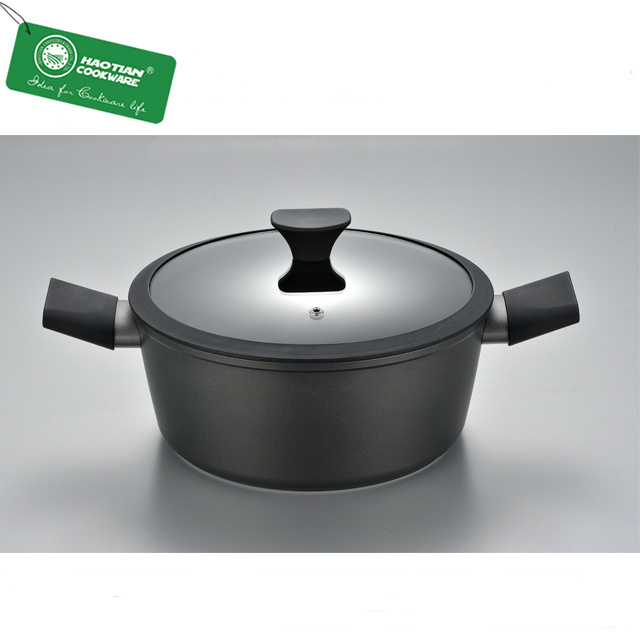 Non stick stock pot with silicone lid forged aluminum induction bottom non stick stock pot