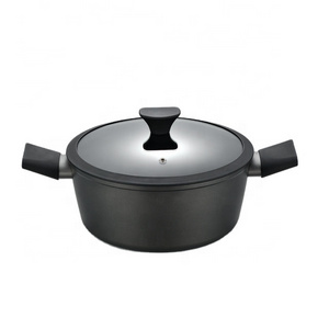 Non stick stock pot with silicone lid forged aluminum induction bottom non stick stock pot