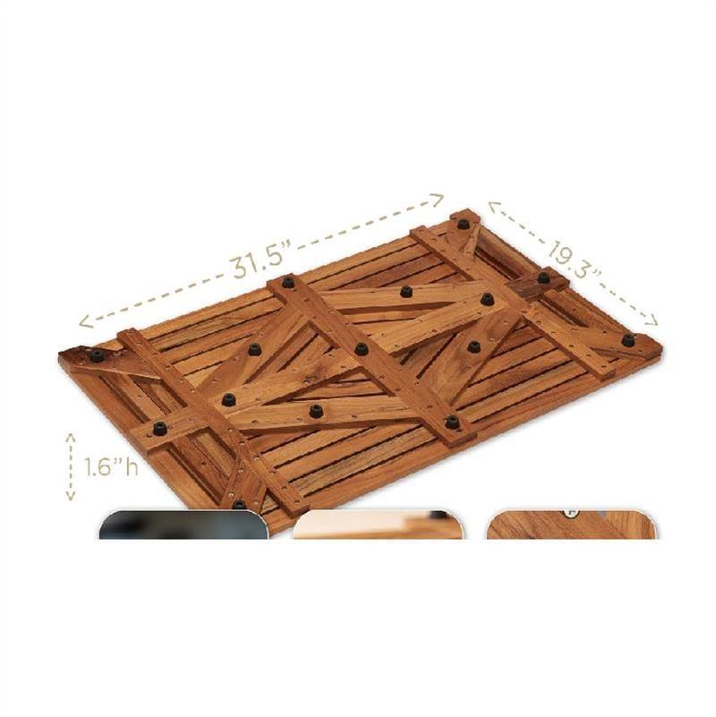 Designer Teak Shower Mat Naturally Water-Resistant with Oil