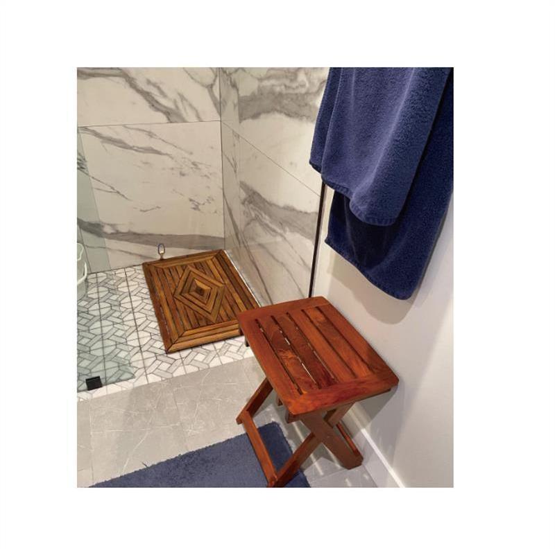 Designer Teak Shower Mat Naturally Water-Resistant with Oil