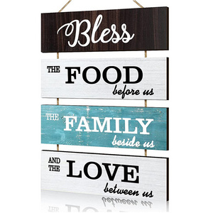 Large Bless Hanging Wall Sign Custom Rustic Wooden Family Food Love Decor for Kitchen Dining Room Living Bedroom Outdoor