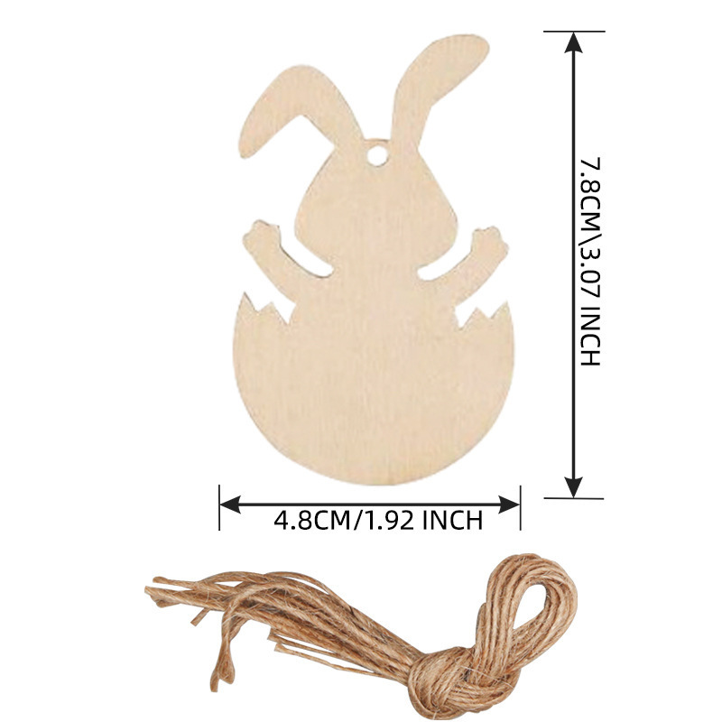 DIY Wooden Easter Customized Shaped Ornaments to Paint for Kids, Unfinished Wood Slices Holiday Hanging Decorations