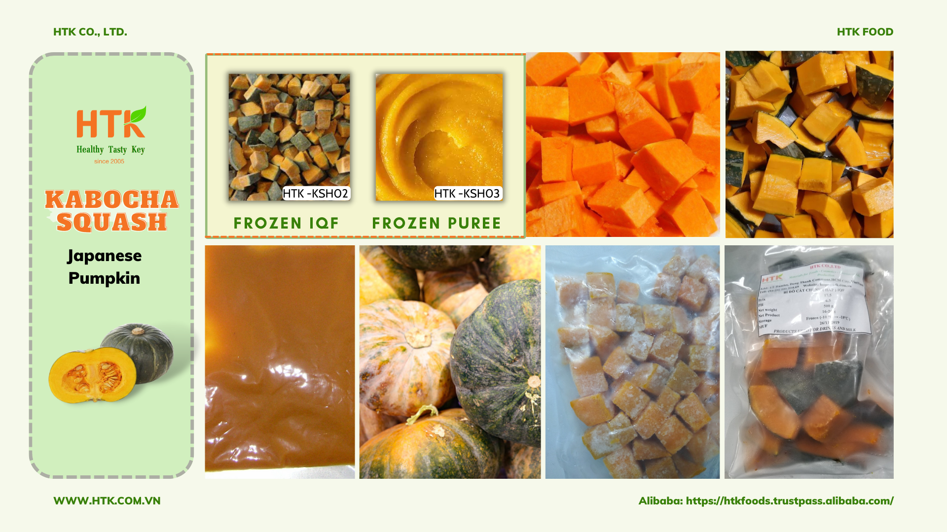 FREEZING KABOCHA SQUASH JAPANESE PUREE FROZEN RAW PUMPKIN PUREE Factory 100% Organic OEM for Food & Beverage Beauty & Skin