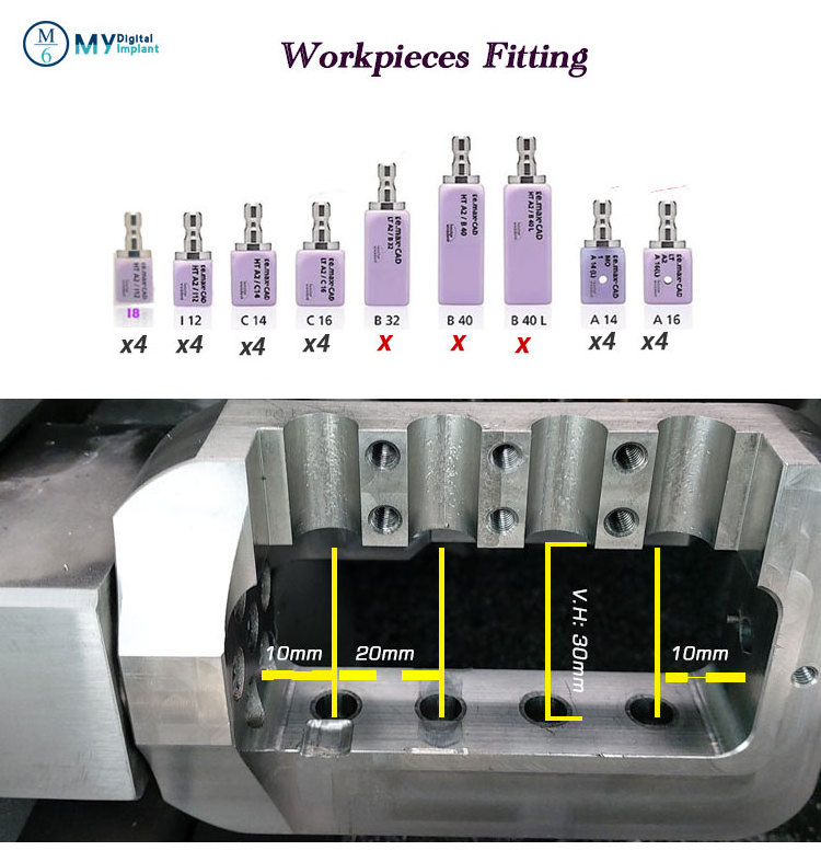 CADCAM  4 axis wet mode titanium premilled abutment ceramic crown veneer inlays onlays dental milling machine