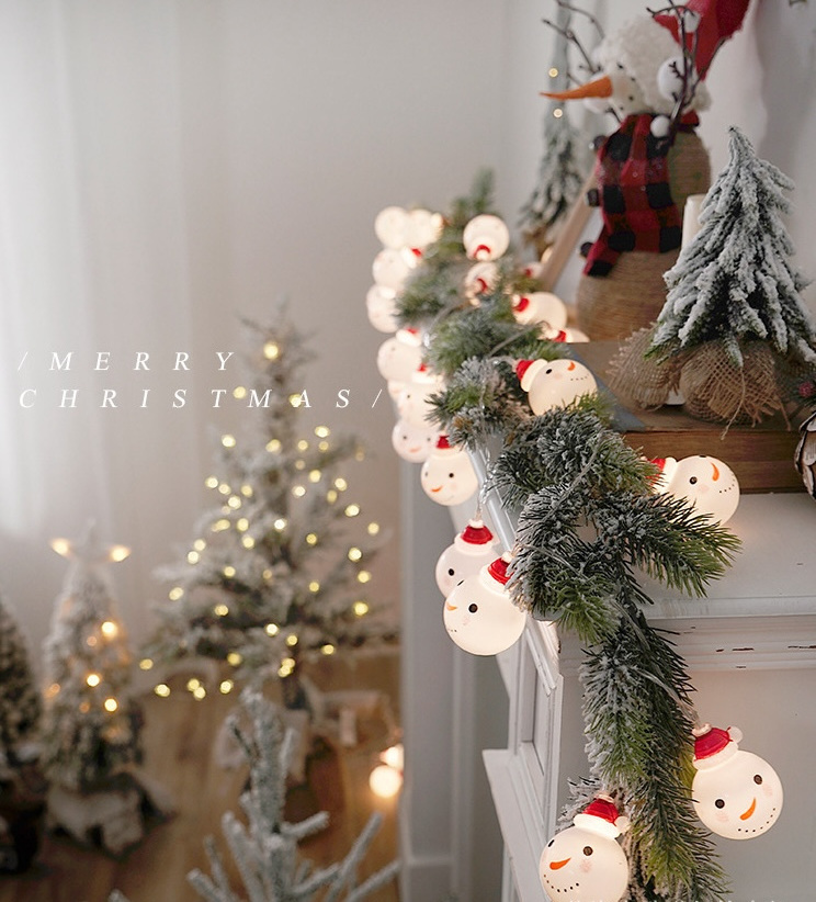 Christmas window snowman pendant light string remote control battery box led lights Christmas tree decorative lights