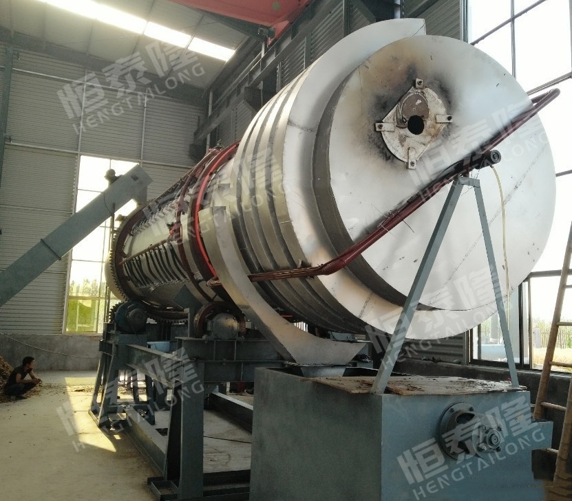 Best quality horizontal activated coconut shell charcoal carbonization kiln furnace sawdust continuous furnace machine