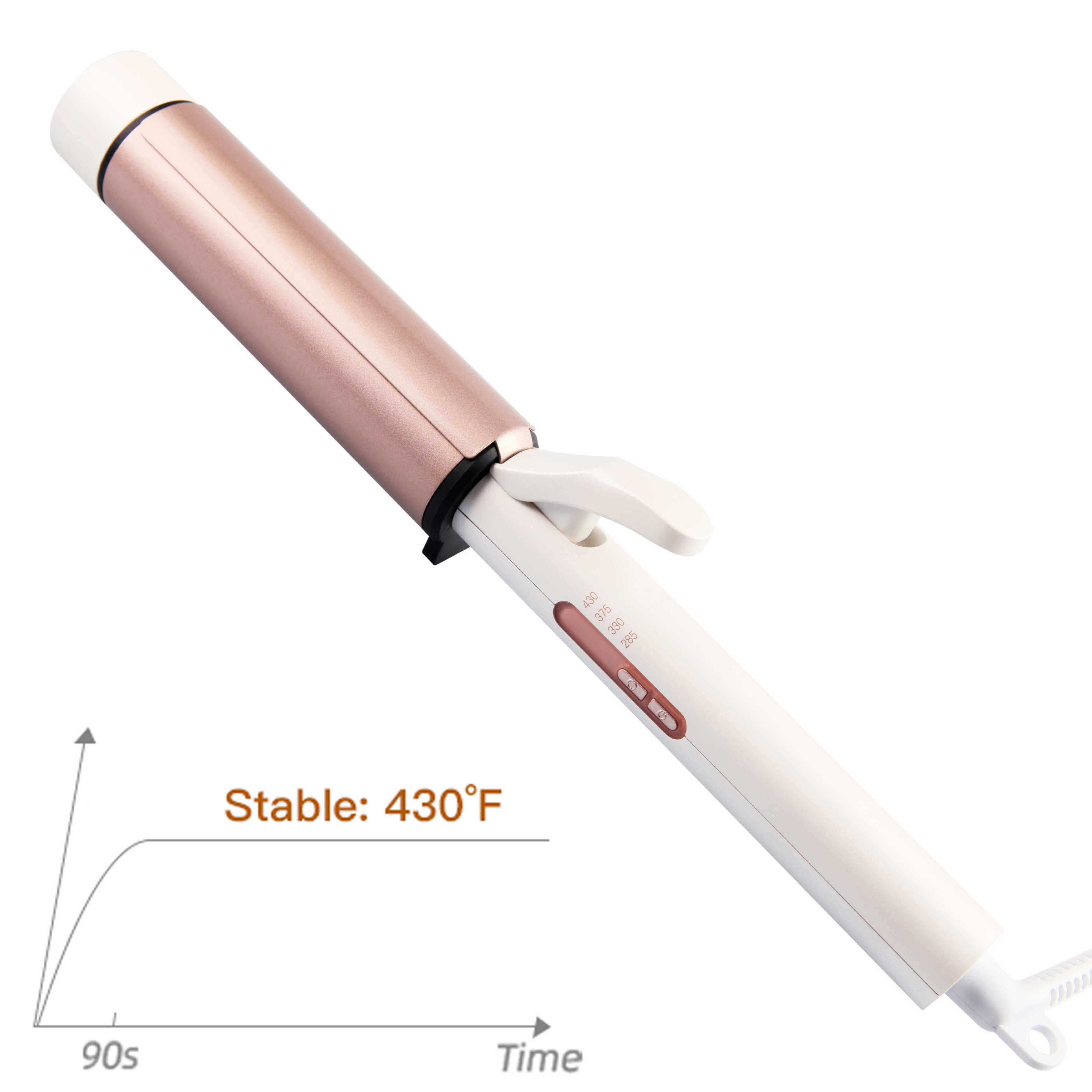 Novus Hot Sales Negative Ions Ceramic Tourmaline Large Wand White Curler1.5 Inch Curling Iron For Long Hair