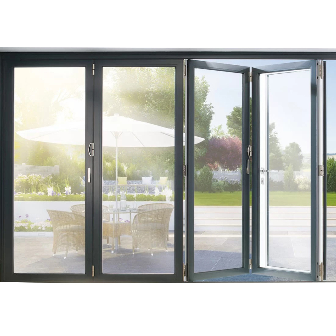 As2047 Australian hurricane proof 6063-T5 bi-fold door exterior aluminum alloy accordion folding door folding patio bifold doors