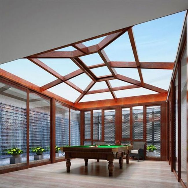 Large Outdoor Aluminium frame Glass House Triangle roof Garden Room Insulated Conservatory Sunroom Roof Skylight