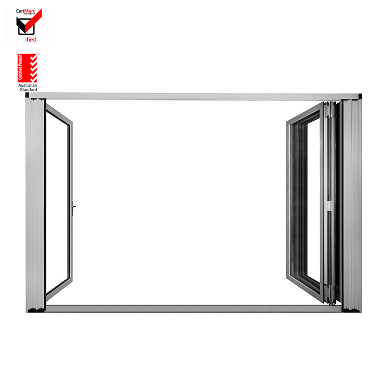 As2047 Australian Commercial Residential Patio Bifold Fold Door Sound Proof Aluminium Double Glazed Folding Door For Restaurant