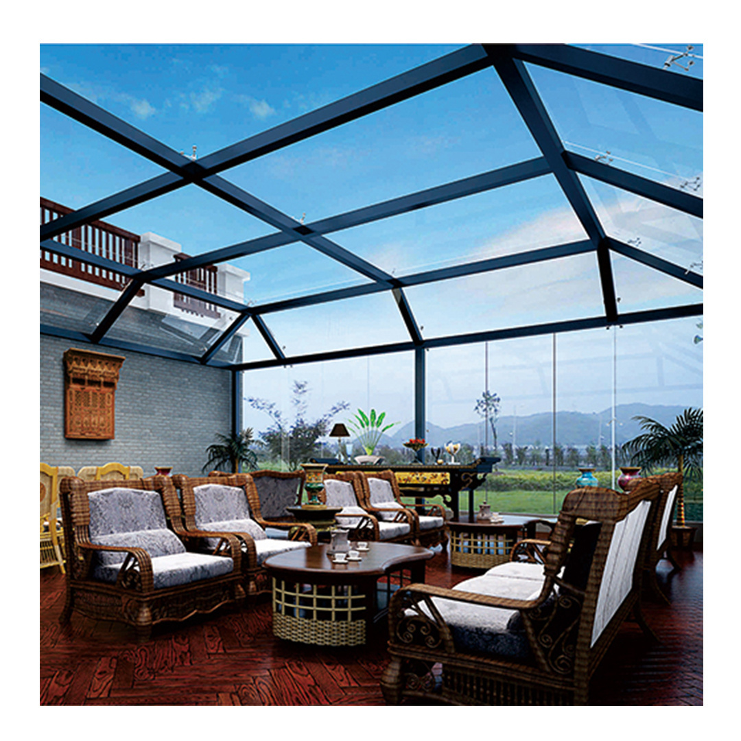 Large Outdoor Aluminium frame Glass House Triangle roof Garden Room Insulated Conservatory Sunroom Roof Skylight