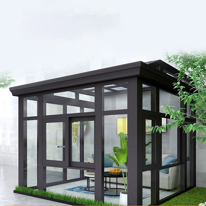 3D Model Design villa Roof Glass Sunroom Sun Room Aluminum Glass Conservatory Winter Garden Free Standing Sunroom Glass Houses