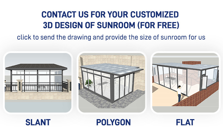 Balcony Free Standing Winter Garden Aluminum Frame Slant Roof Sunroom Outdoor Conservatory Solarium Glass House Sun Room