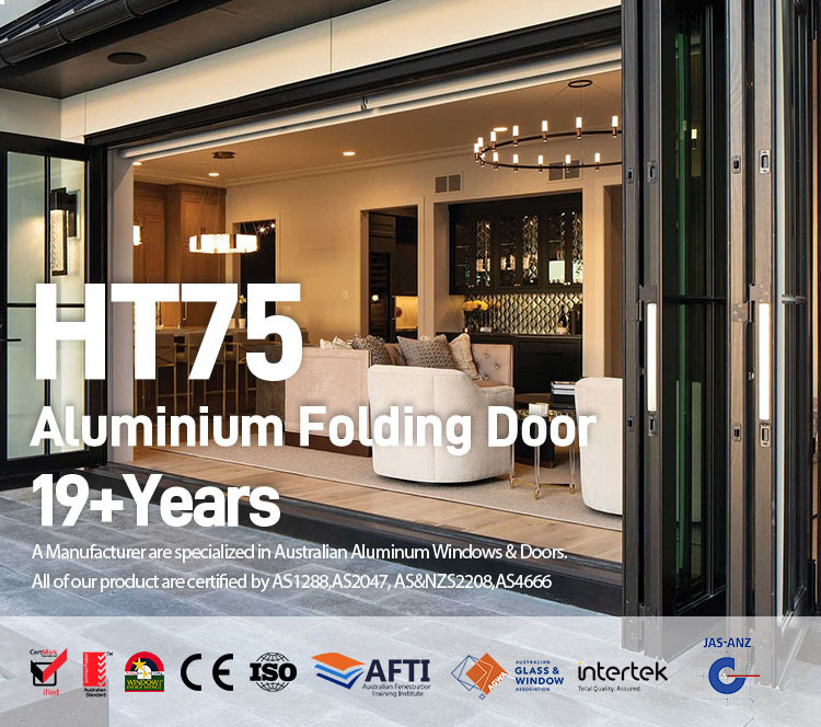 As2047 As&Nzs2208 Aluminum Flashing Accordion Glass Folding Doors Glass Patio Doors Aluminium Bifold Doors For Exterior