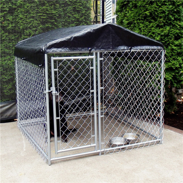 Hot Dipped Galvanized Outdoor Chain Link Dog Kennels Dog Runs Cage