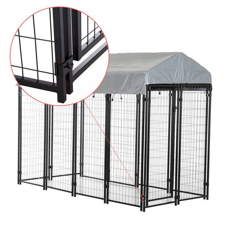 Wholesale heavy duty large outdoor metal dog cage with plastic roof