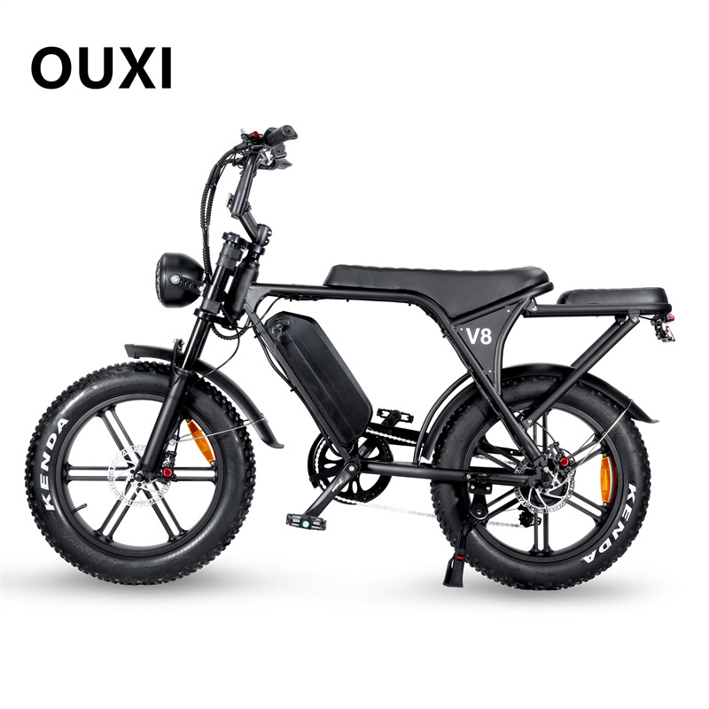 OUXI 500W Electric Bike 20-Inch Mountain Bicycle 48V Fat Tire Ebike OUXI V8 With Lithium Battery Steel Frame for Adults