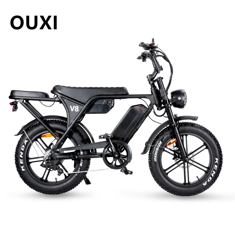 OUXI 500W Electric Bike 20-Inch Mountain Bicycle 48V Fat Tire Ebike OUXI V8 With Lithium Battery Steel Frame for Adults