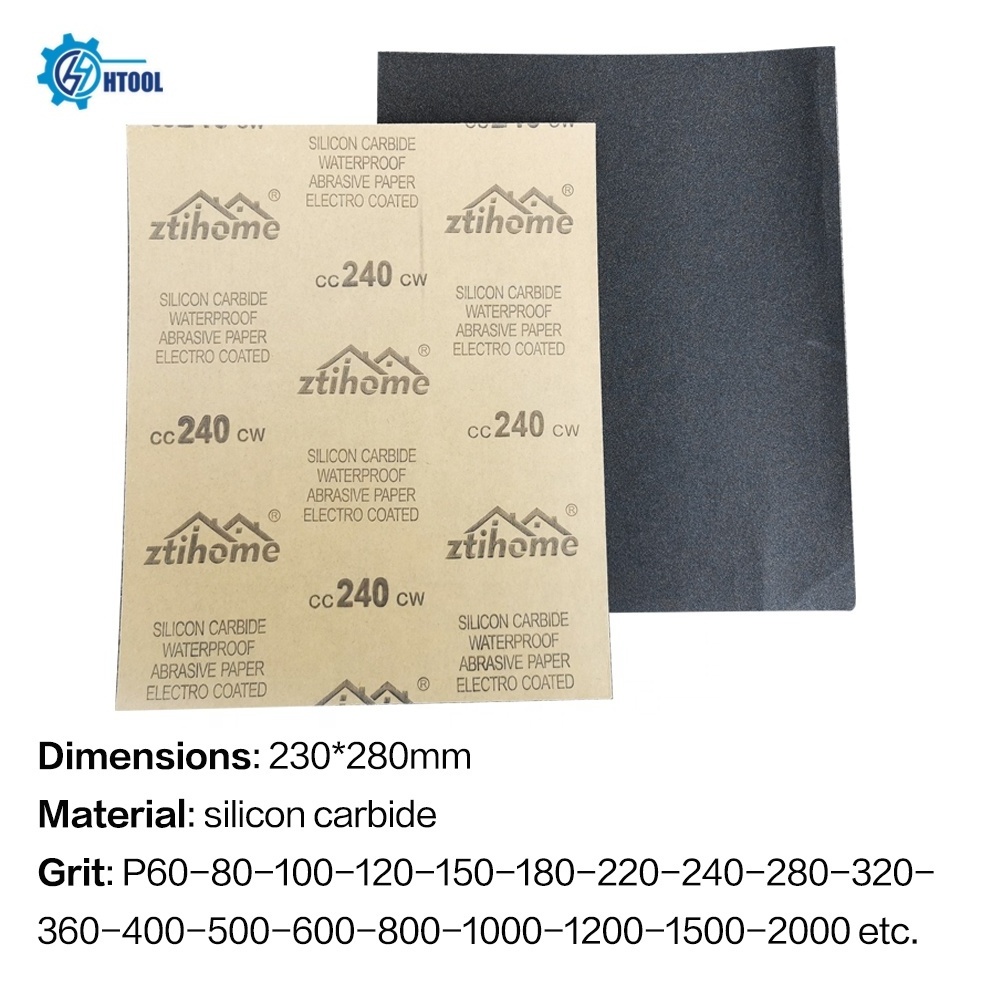 Htool Good Price 230*280mm Silicon Carbide Water Proof Sand Paper Abrasive Paper for Furniture