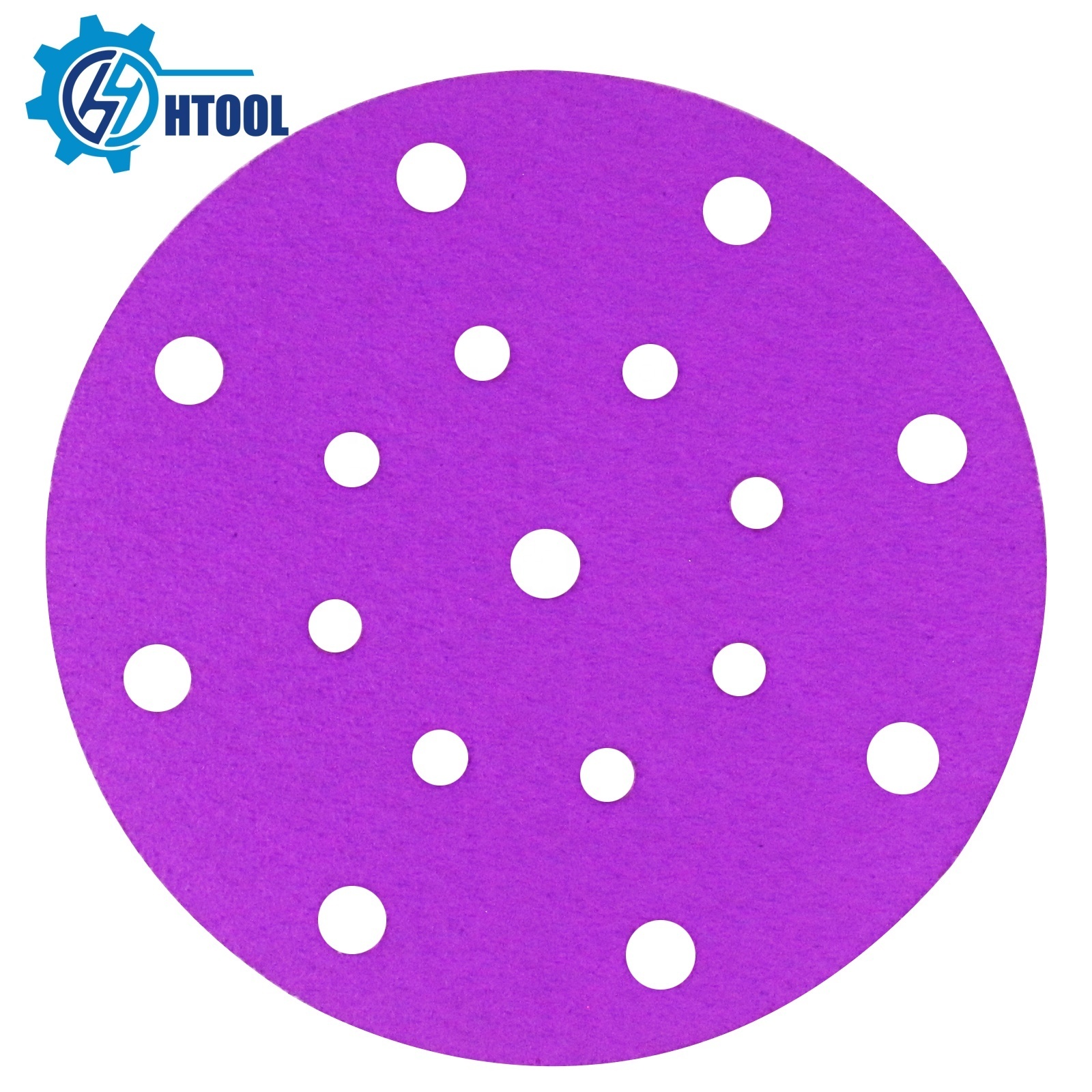 Durable Abrasive Sandpaper Hook And Loop Purple Round Sanding Disc Aluminum Oxide Fiber 8 Holes Sand Paper