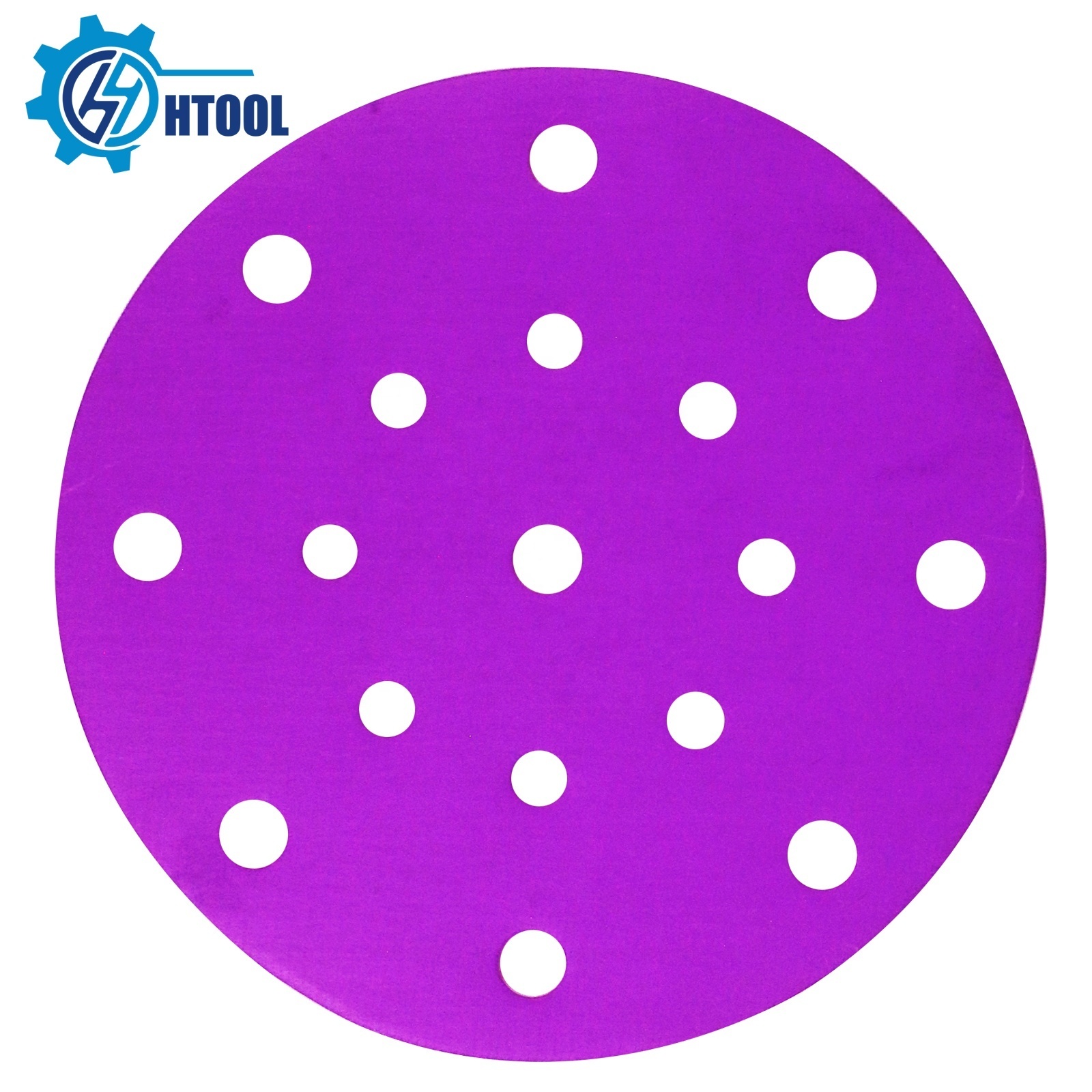 Durable Abrasive Sandpaper Hook And Loop Purple Round Sanding Disc Aluminum Oxide Fiber 8 Holes Sand Paper