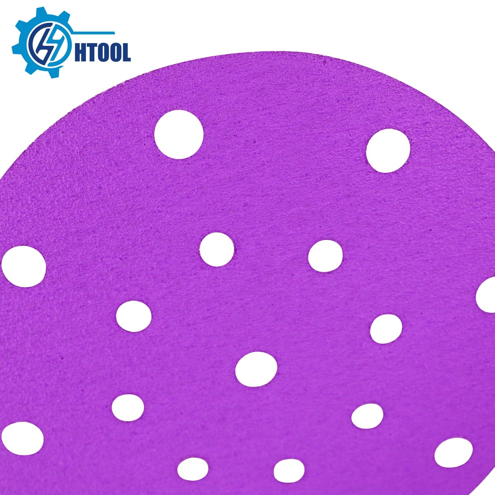 Durable Abrasive Sandpaper Hook And Loop Purple Round Sanding Disc Aluminum Oxide Fiber 8 Holes Sand Paper