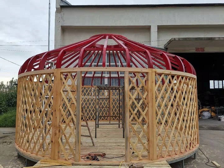 factory sale 4M/5M6M/7M/8M/9M pure solid wood Mongolian Yurt Used living house For Outdoor Camping tent