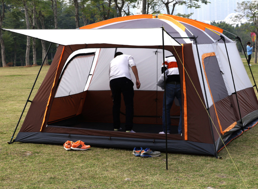 8-10-person camping double-deck rain-proof family multi-person two-room one-room large tent