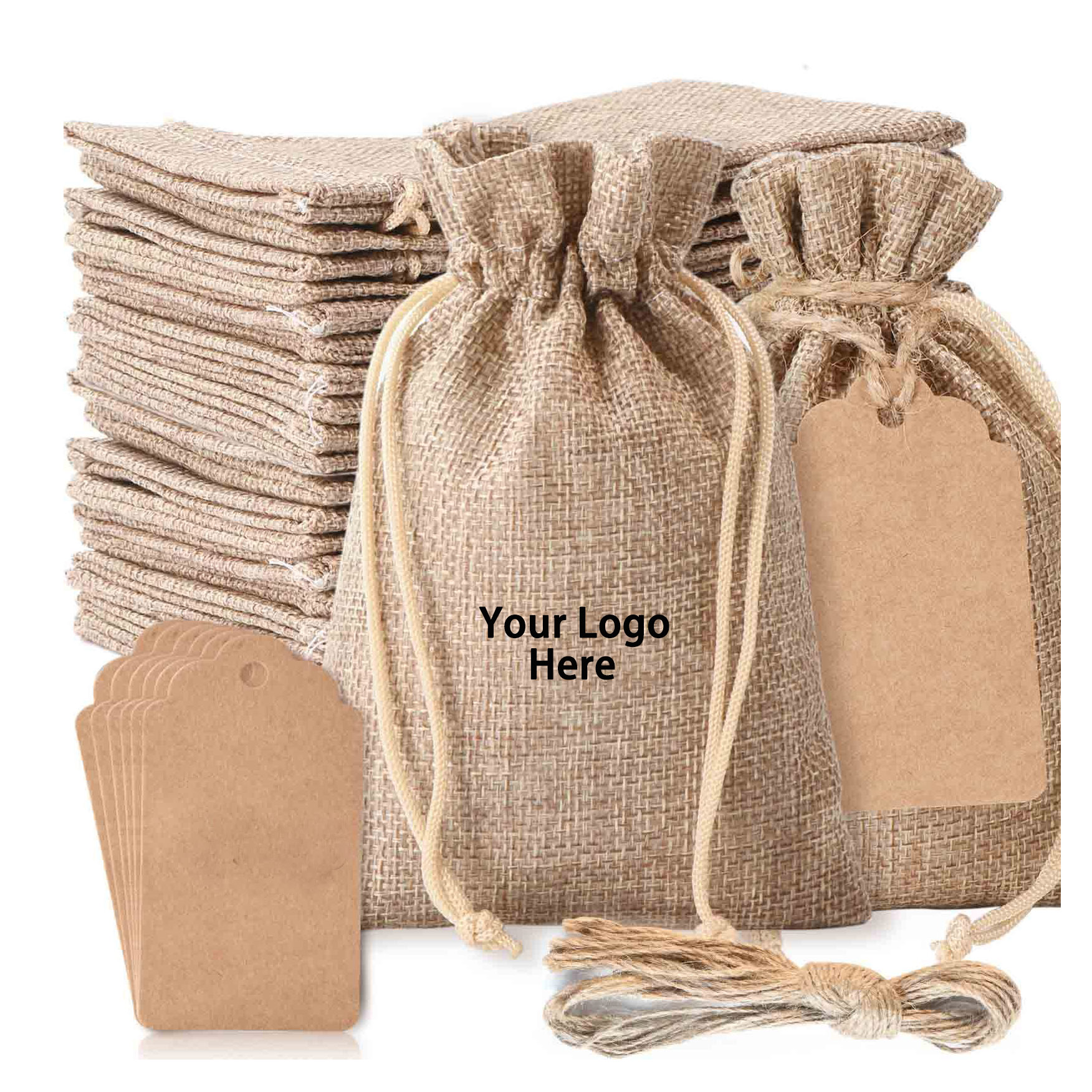 Wholesale Nature Color Jute Pouch Gift Jewelry Packing Bag Eco Friendly Hessian Hemp Storage Drawstring Bag