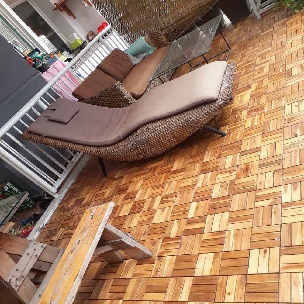 Custom wood plastic laminate balcony flooring tiles wpc outdoor terrace waterproof decking