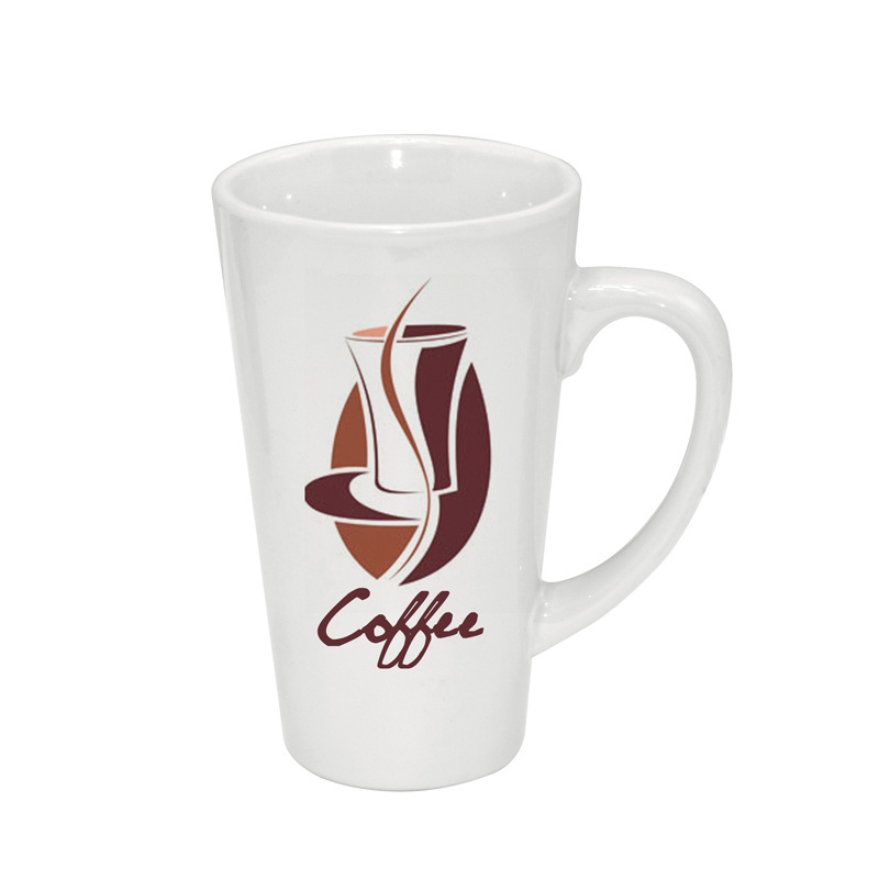 17oz Latte Heated White Coated Sublimation Ceramic Coffee Mug Printing Cone Shape Cup