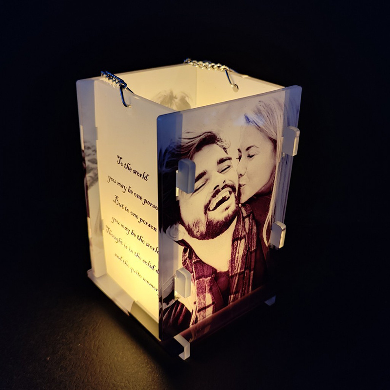 New Arrival Customized Logo Printable Memorial Candle Lantern Hanging Lantern Sublimation Blank Acrylic Lantern