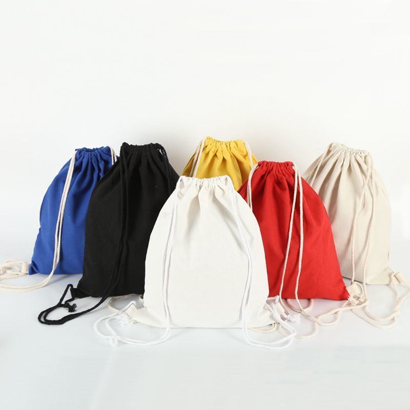 wholesale Custom logo Cotton Drawstring Bag Printed Sports Canvas Nylon Drawstring Backpacks C