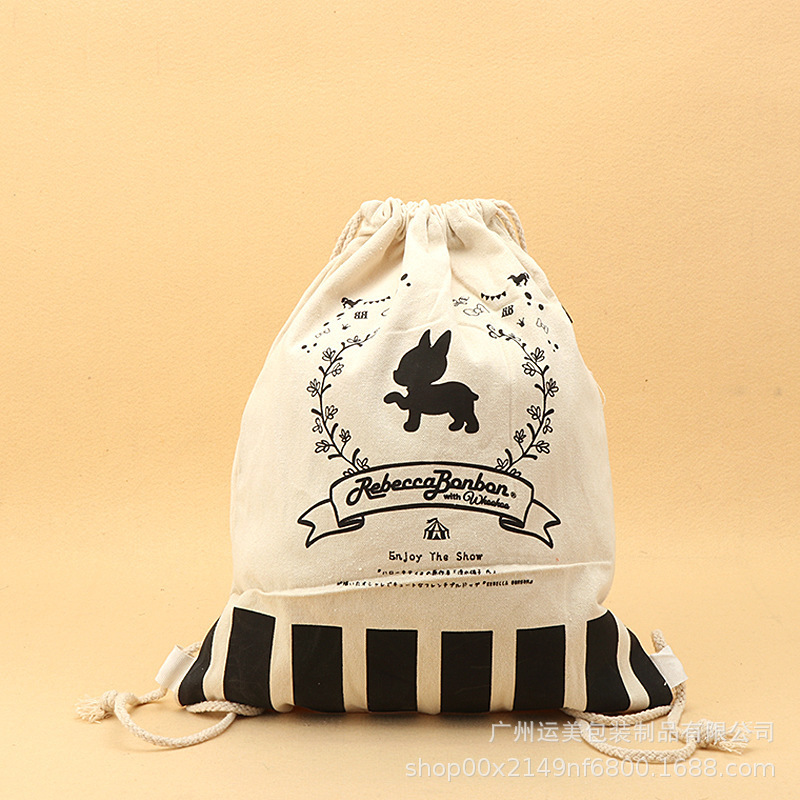 Hot Selling custom logo Printing Drawstring Bags Cotton Drawstring keep it Calico Bag Custom drawstring backpack