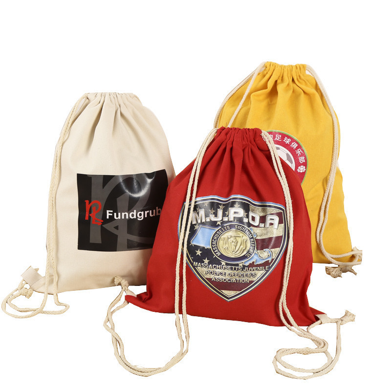 wholesale Custom logo Cotton Drawstring Bag Printed Sports Canvas Nylon Drawstring Backpacks C