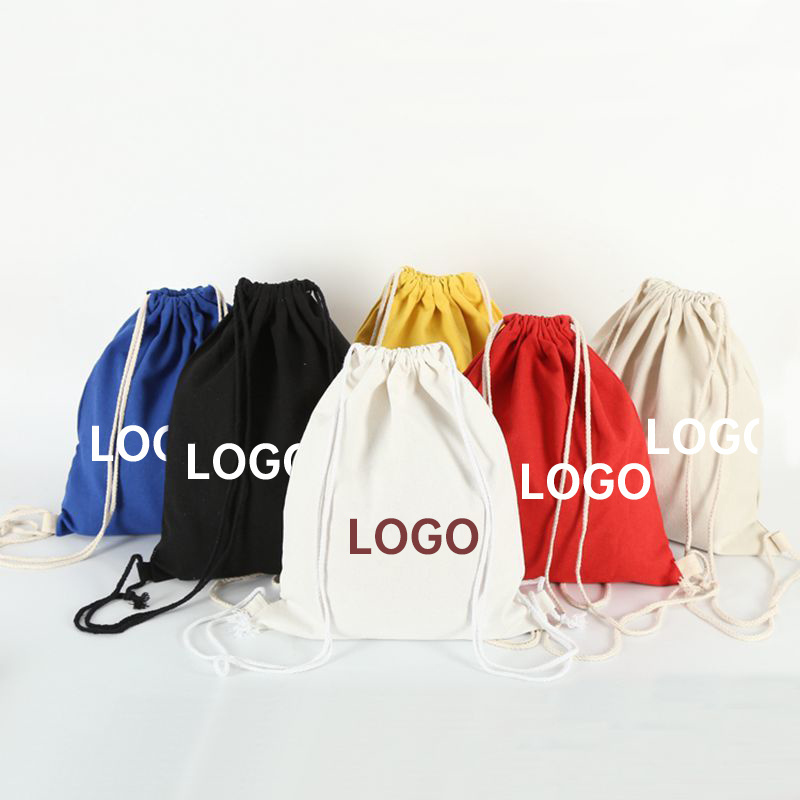 Hot Selling custom logo Printing Drawstring Bags Cotton Drawstring keep it Calico Bag Custom drawstring backpack