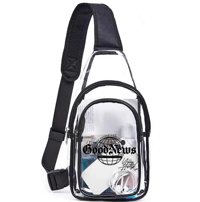 Custom pvc transparent satchel clear bag  clear crossbody bag sling  clear bag stadium approved