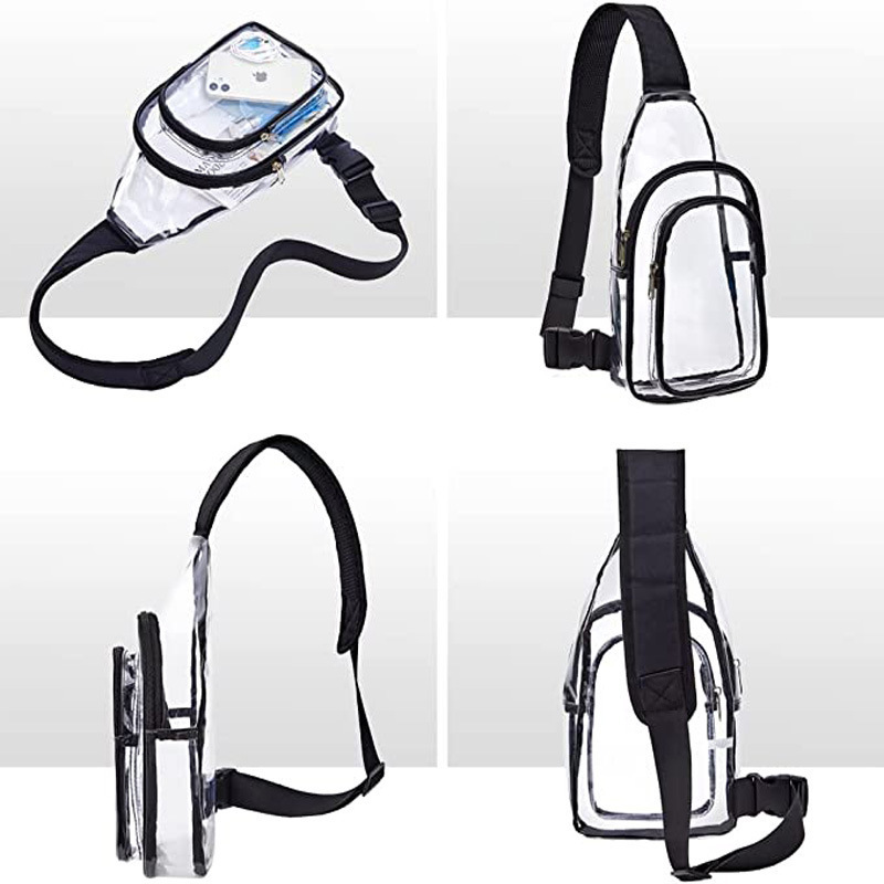 Custom pvc transparent satchel clear bag  clear crossbody bag sling  clear bag stadium approved