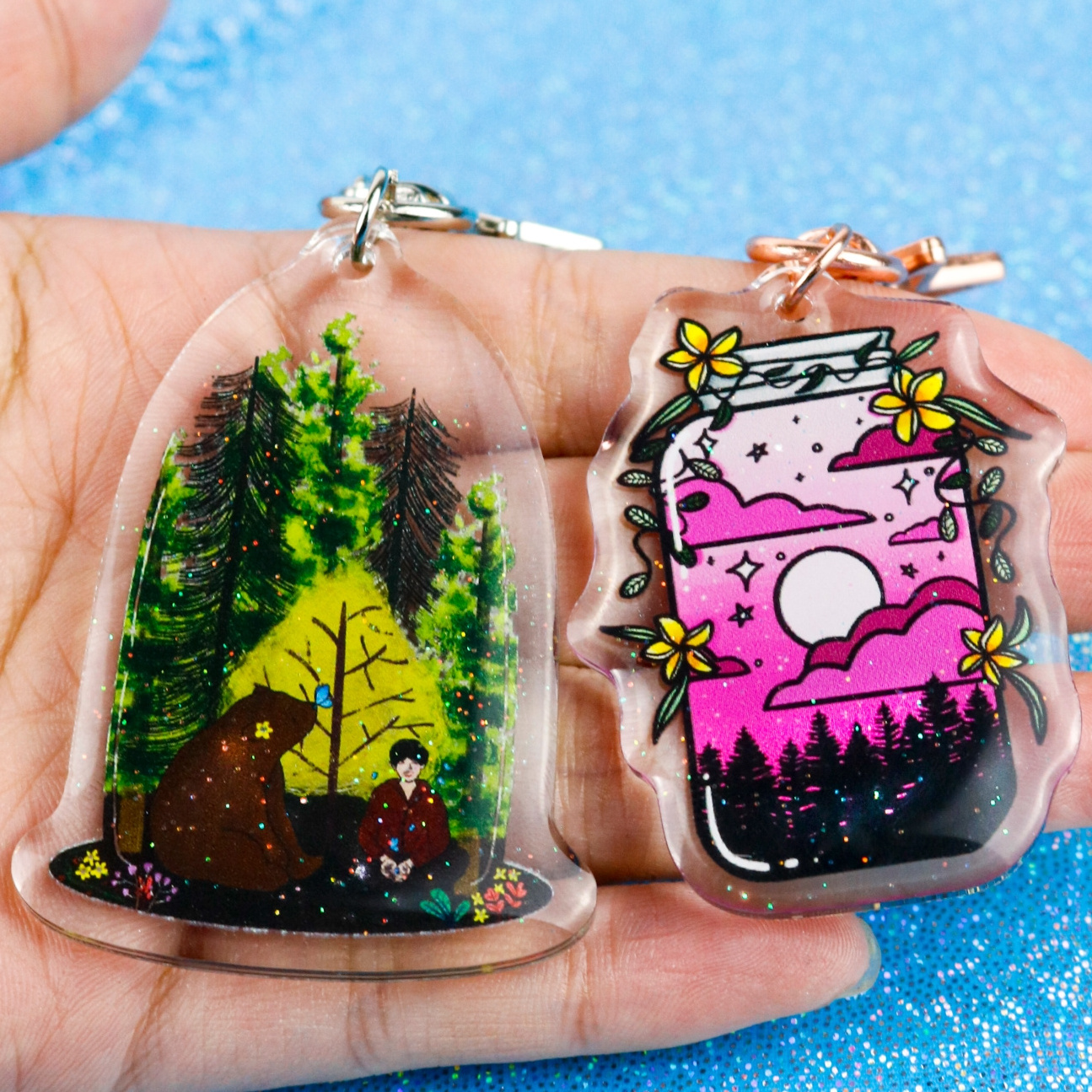 Make Your Own Clear Printed Anime Glitter Custom Acrylic Keychain