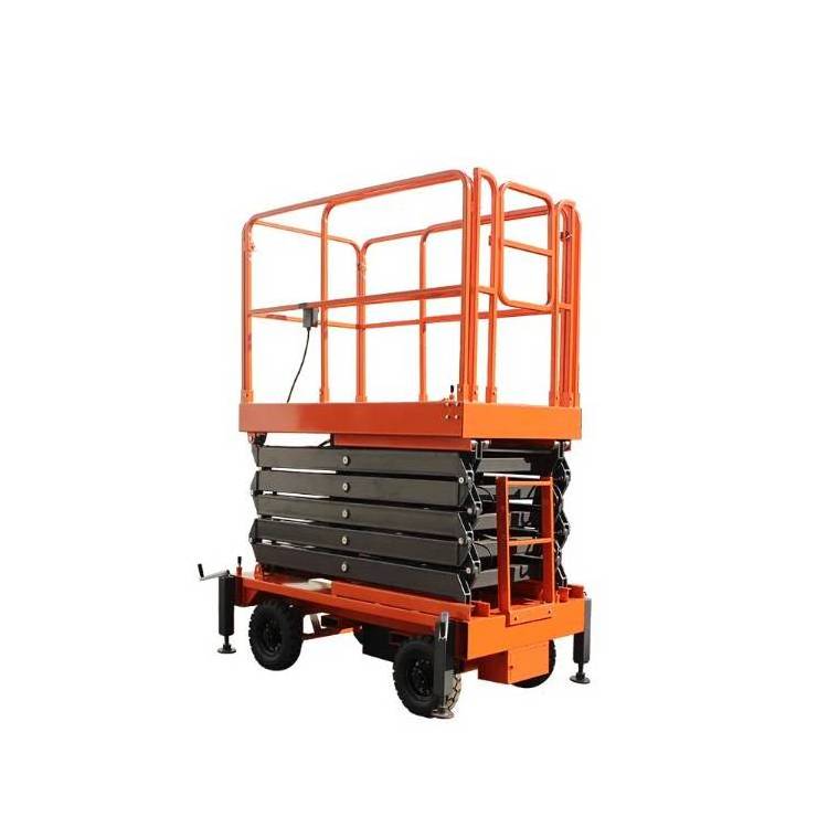 Good performance Four tires Trailer electric scissor lift 500kg Hydraulic lift working platform scaffold mobile