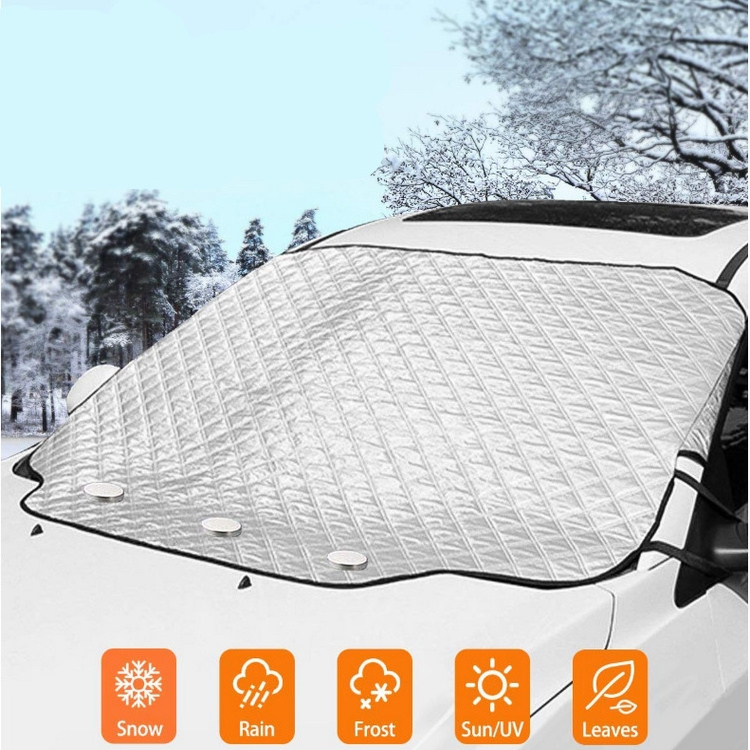 Car Windshield Snow Cover, Frost Ice Windscreen Covers with Magnetic Edges, 4 Layers Thickness Snow Protector