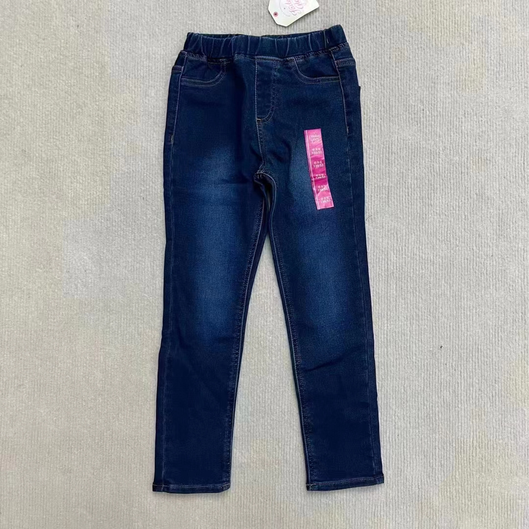 Stock Wholesale Girls' Jeans Girls' Spring And Autumn Blue Cotton Polyester Spandex Jeans