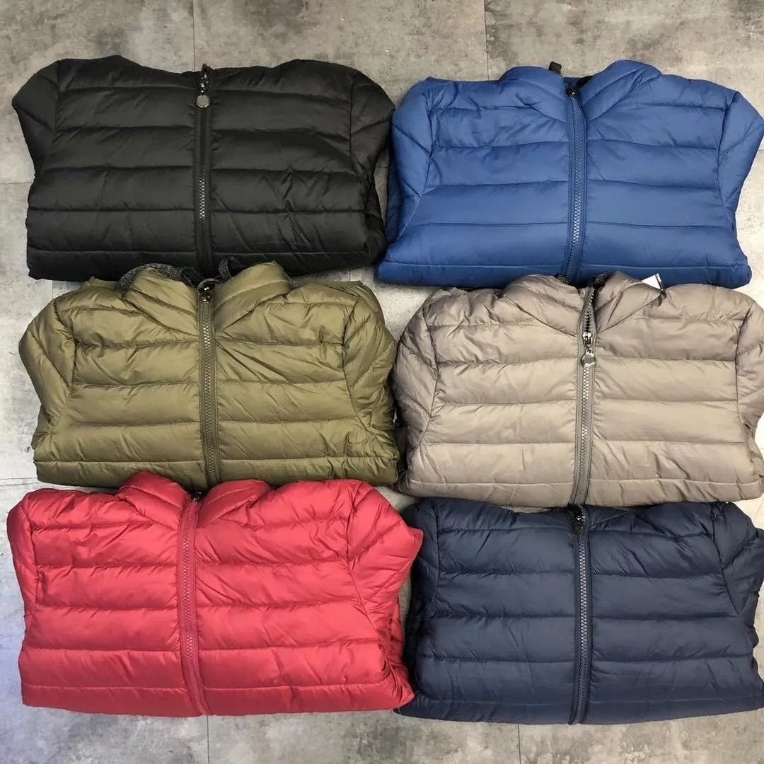 Stock Lot Clothes Newest Outerwear Design Mens 100% Poly Fashion Jacket With Hood Winter Men's double placket down jacket