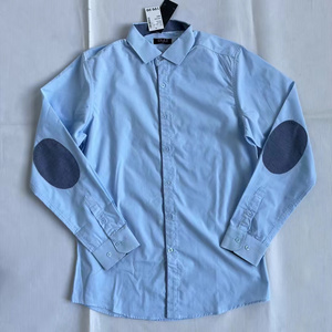 clearance leftover clothing stock long sleeve vintage men's casual shirts with elbow patches