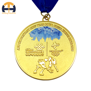 Custom Zinc Alloy Gold Plated Winter Metal Sports Game Medal Custom Logo Winter Ski Award Medals